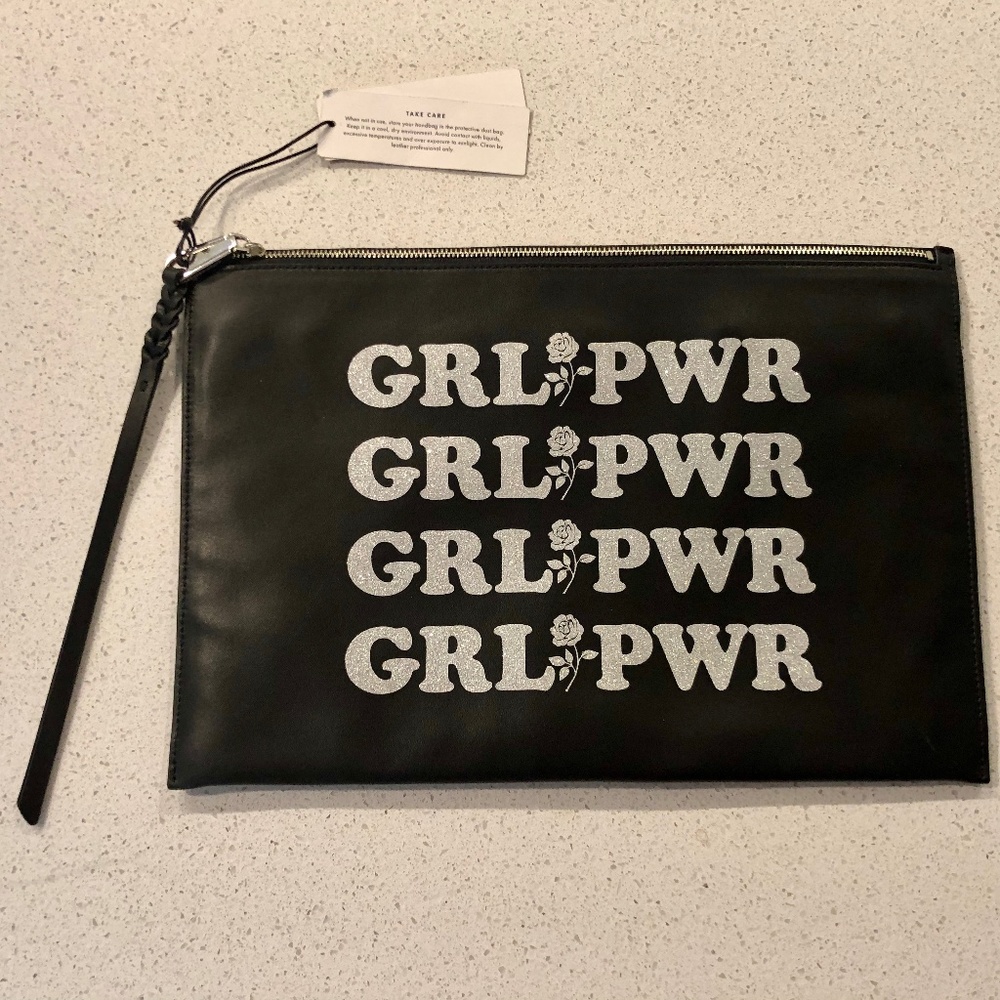 NWT Rebecca Minkoff Girl Power Leather Clutch Zip
